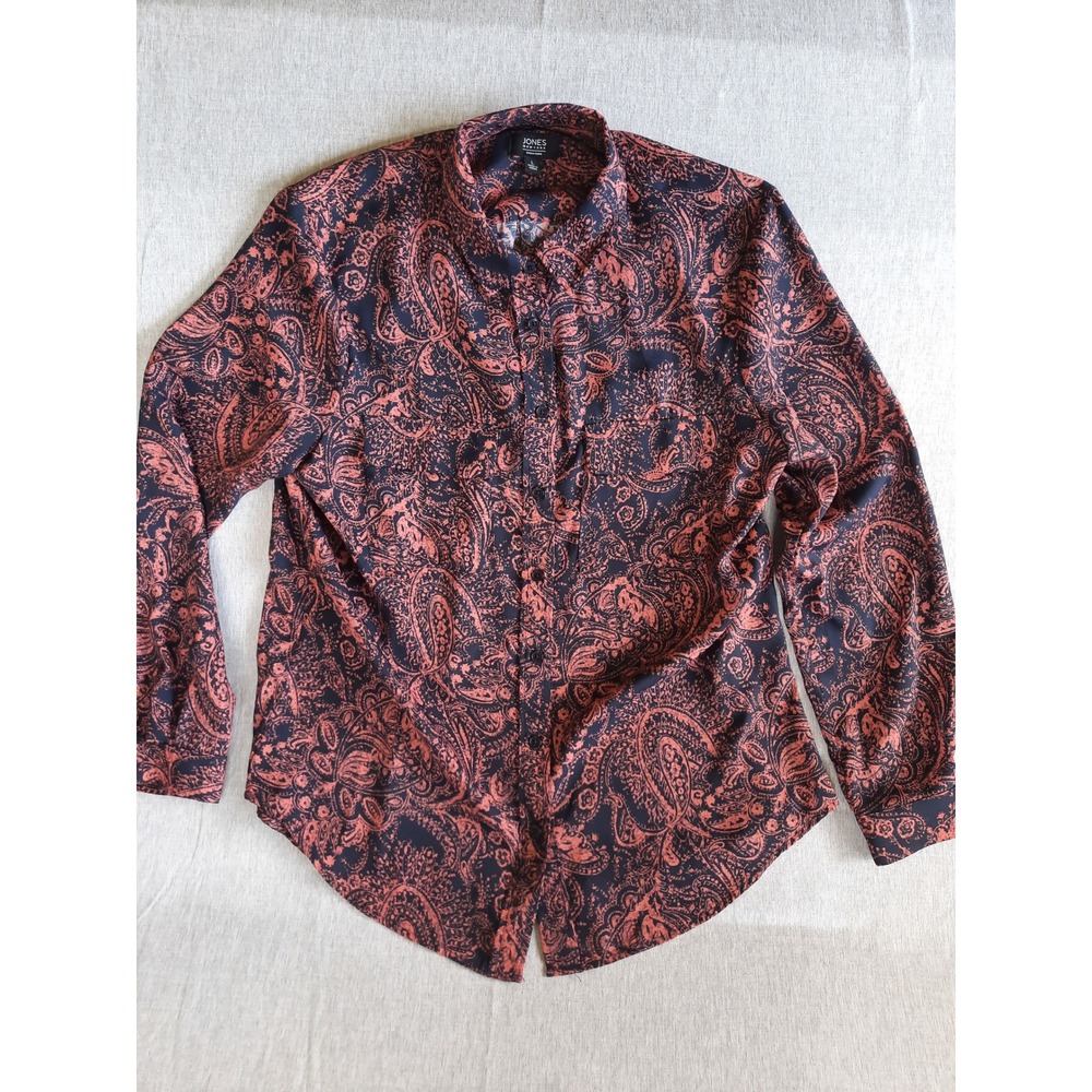 Jones New York Women Large All Paisley Buttons Shirt Long Sleeve Western‎ Blouse